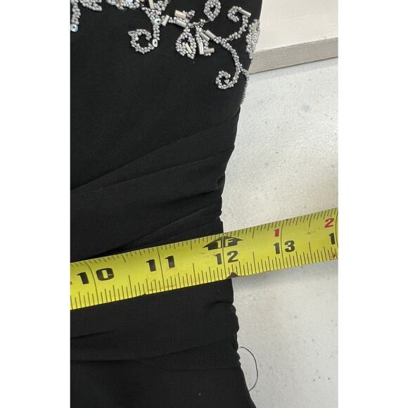 XOXO Dress S Black Mesh Vampy Beaded Y2K Strapless High Low Layers - Picture 9 of 11